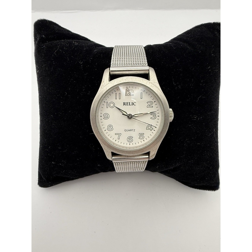 Relic Watch Women Silver Stainless Steel Water Resistant Battery White Quartz